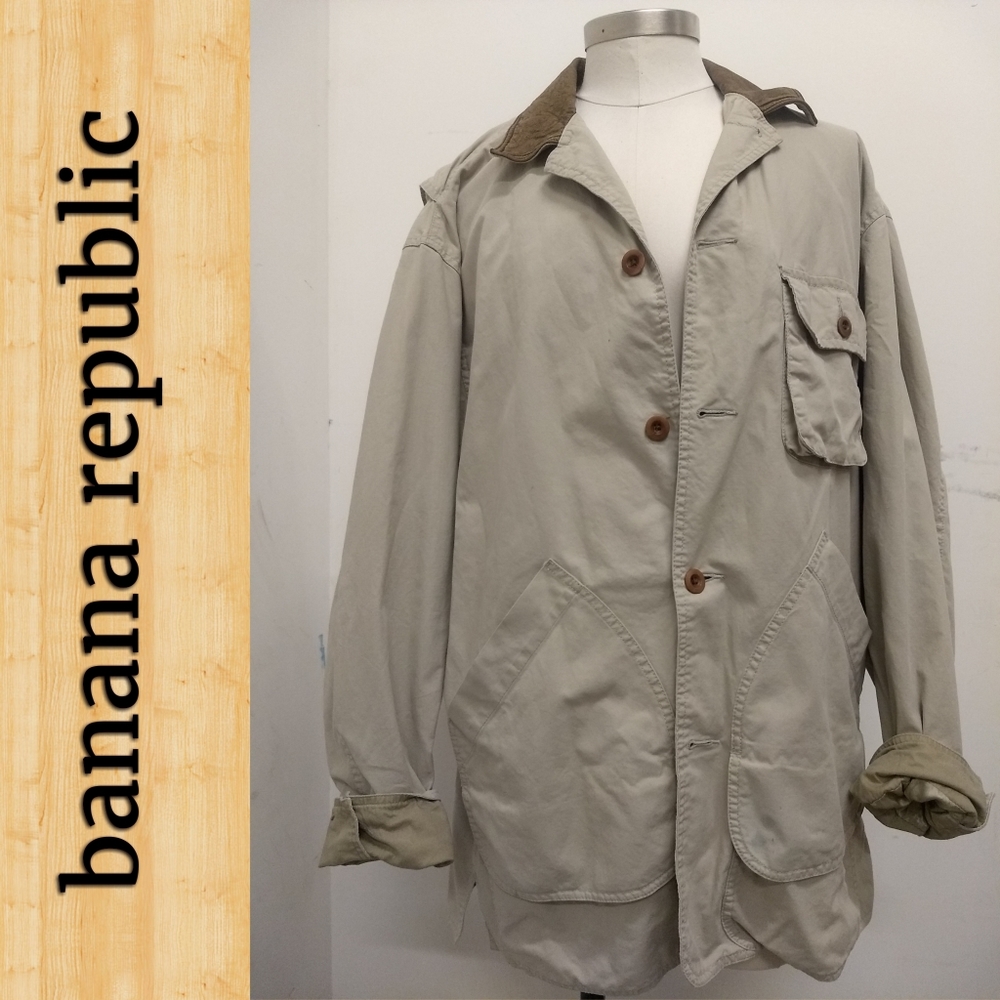 Vintage banana republic leather canvas barn jacket